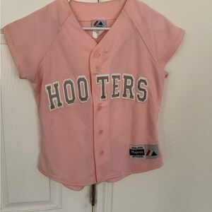 Vintage Made in USA Majestic Hooters Pink Jersey Short Sleeve Women Size S